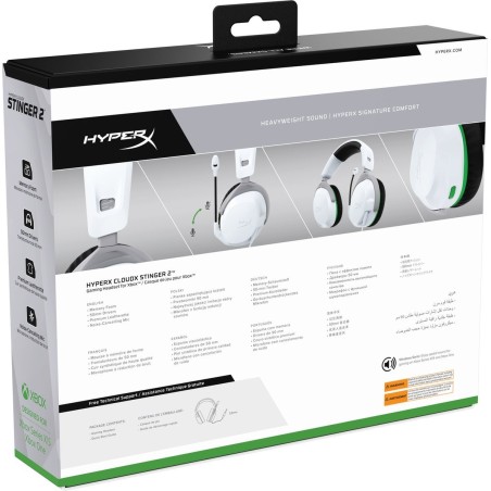 HyperX CloudX Stinger 2 Wired Headset - Premium Comfort & Immersive Sound in White
